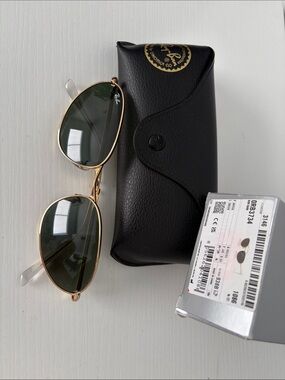 Ray-Ban Gold Frame Sunglasses with Green Lenses